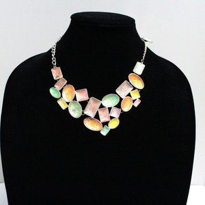 Rain Jewelry Collection Bib Necklace & Pierced Earring Multi Color Fashion Set